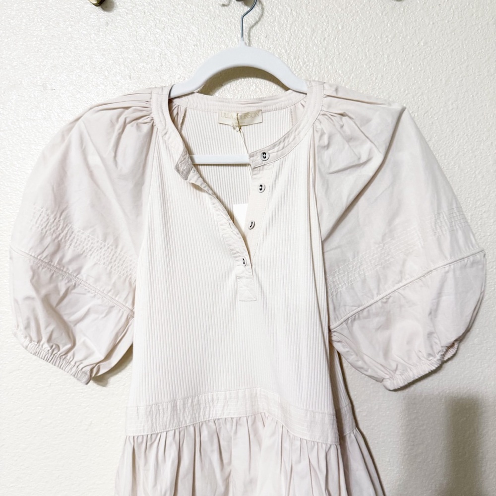 NWT Ulla Johnson Amelia Ivory Puff Sleeve Mini Mixed Media Revolve Dress 4 - Picture 8 of 12